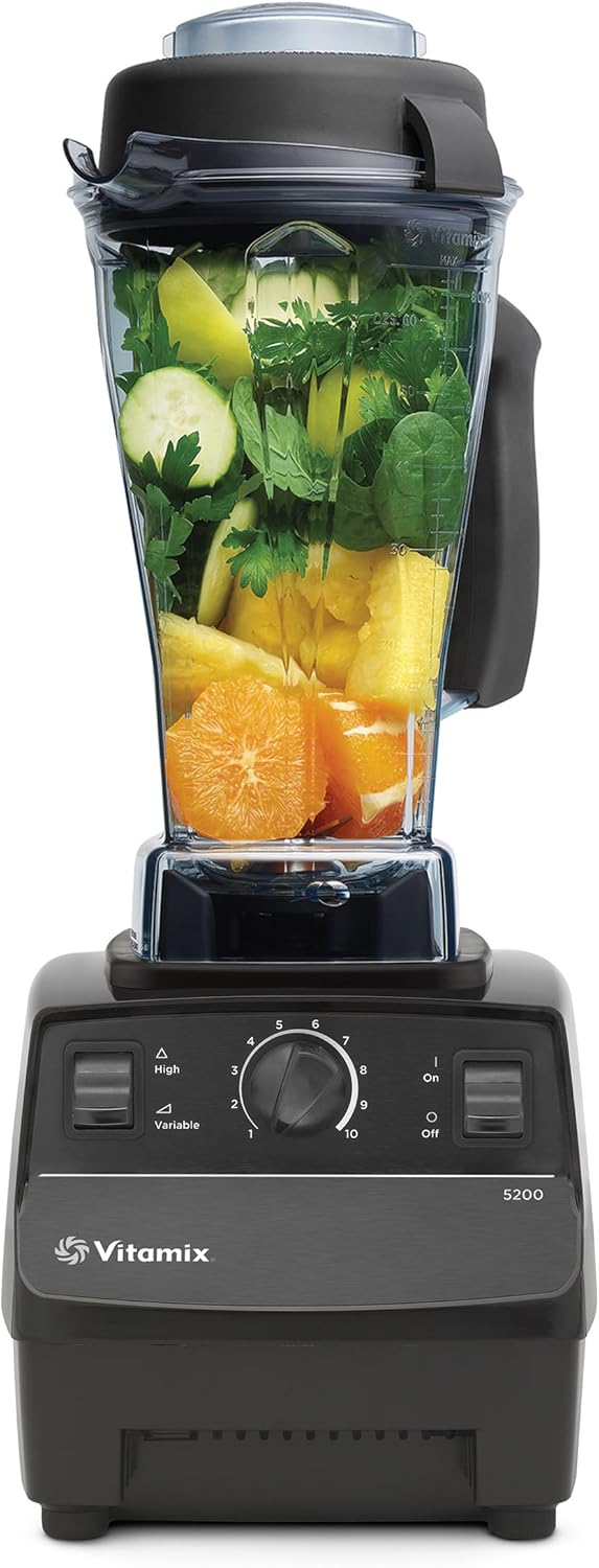 Vitamix 5200 blender with black base, variable speed dial, and tall 64-ounce container