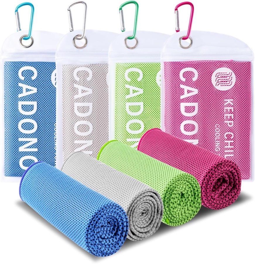CADONO Cooling Towel 4-Pack 40x12 soft microfiber multicolor set