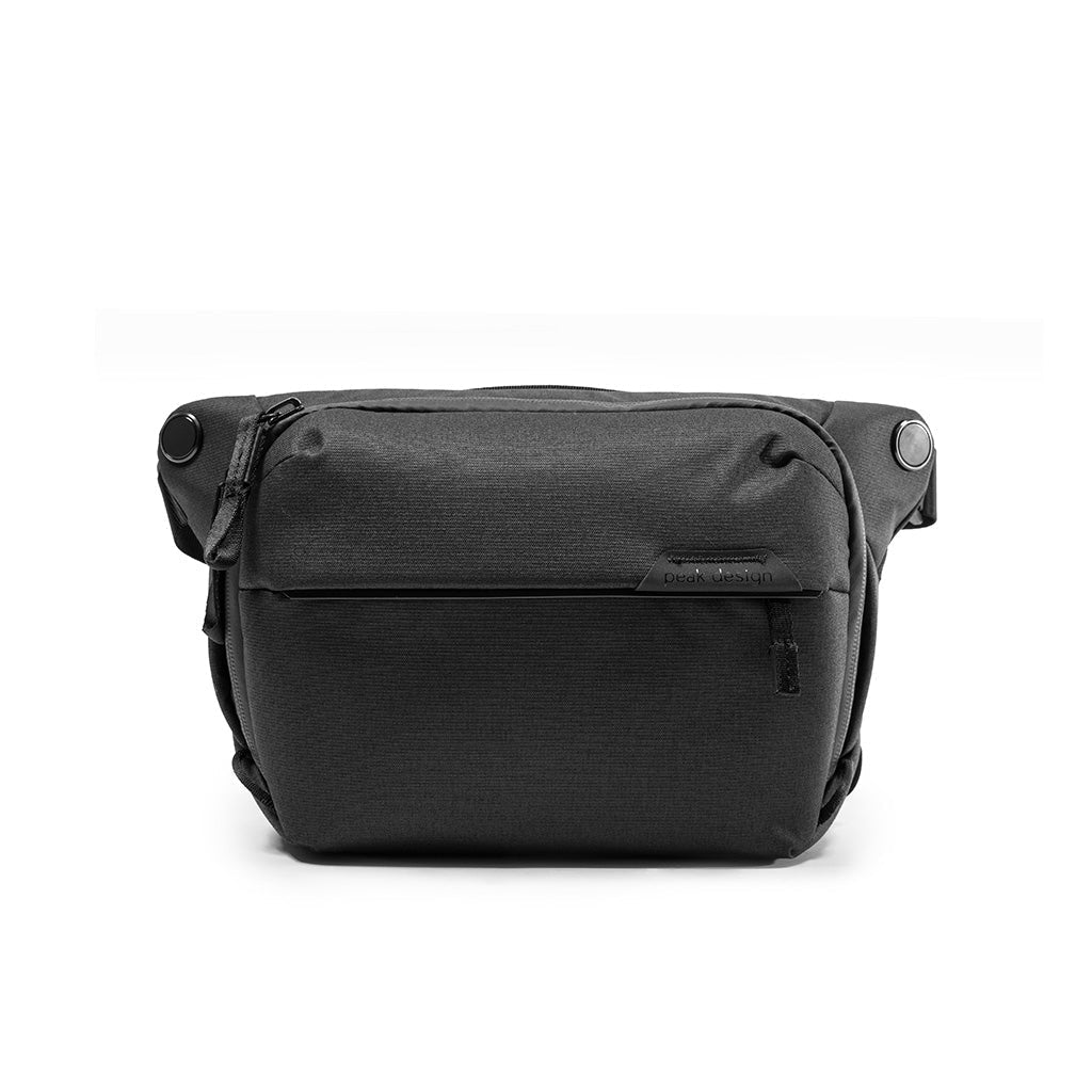 Peak Design Everyday Sling in black with weatherproof recycled nylon and quick-adjust strap