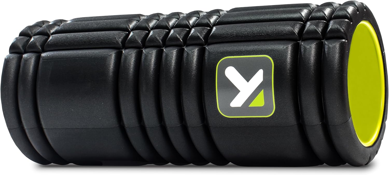 TriggerPoint GRID 1.0 orange and black multi-density foam roller, 13-inch textured cylinder for deep tissue muscle recovery