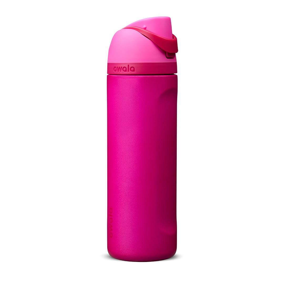 Owala FreeSip 32oz insulated water bottle in gradient color with built-in straw and flip-top lid