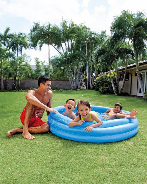 Intex Crystal Blue inflatable kiddie pool with three rings for the backyard