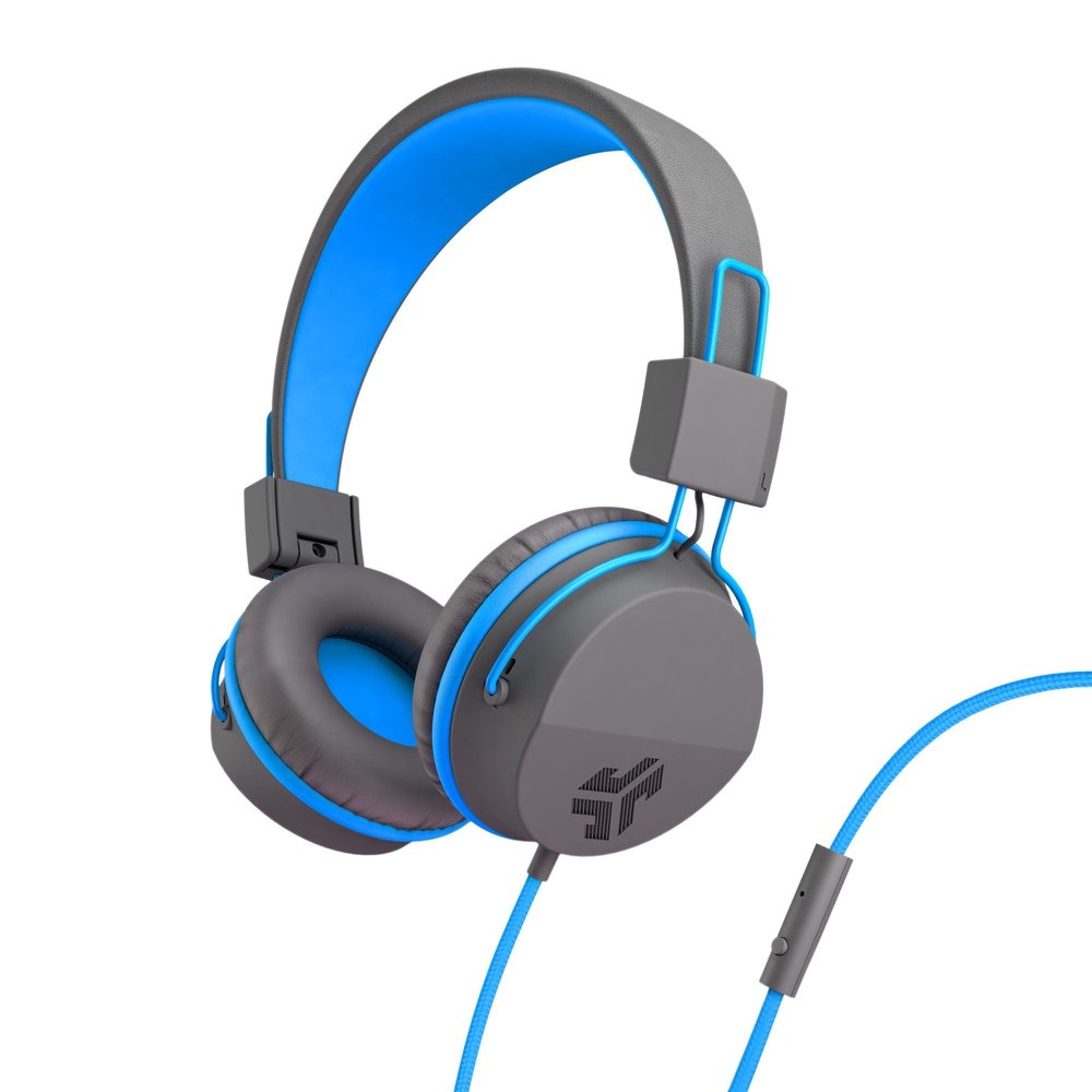 JLab JBuddies Studio Wired kids headphones with fixed 85dB volume limit and folding steel headband
