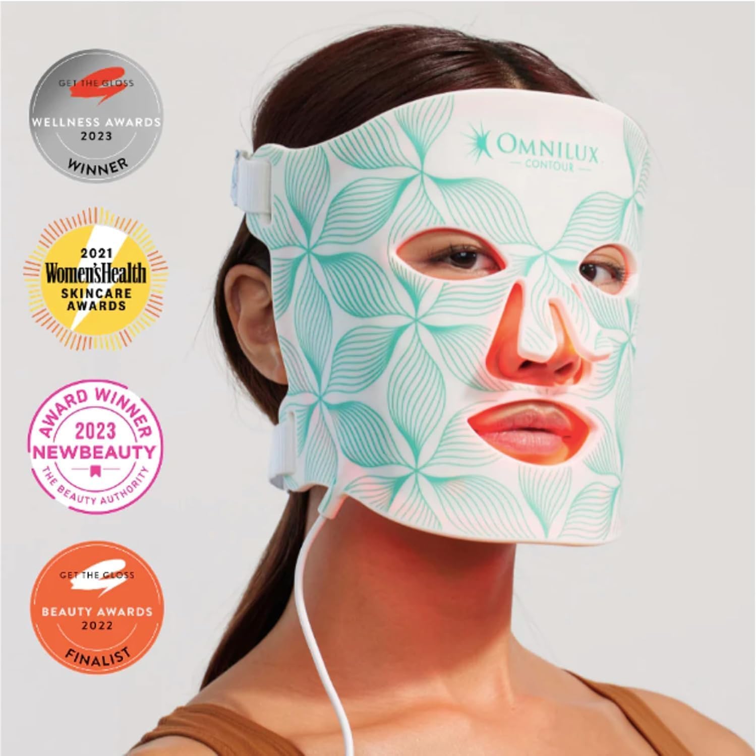 Omnilux Contour FACE flexible silicone LED light therapy mask for at-home skincare