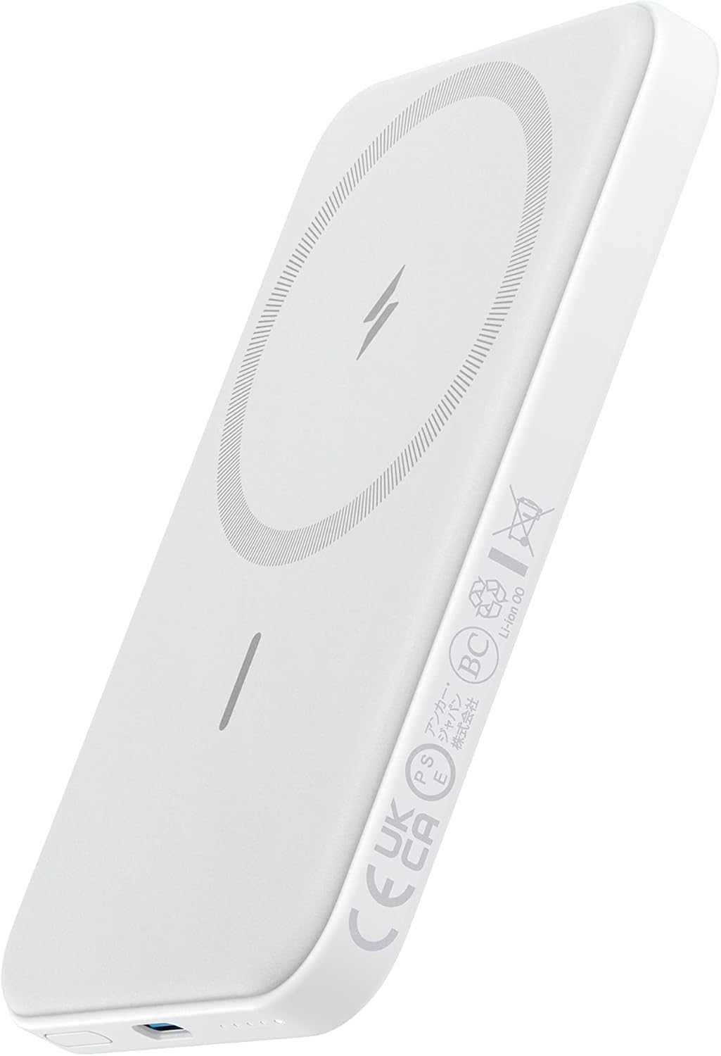 Anker 621 MagGo magnetic 5000mAh battery in white attached to the back of an iPhone
