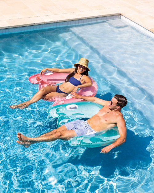 Intex Sit N Float inflatable pool lounger with cup holders for adults
