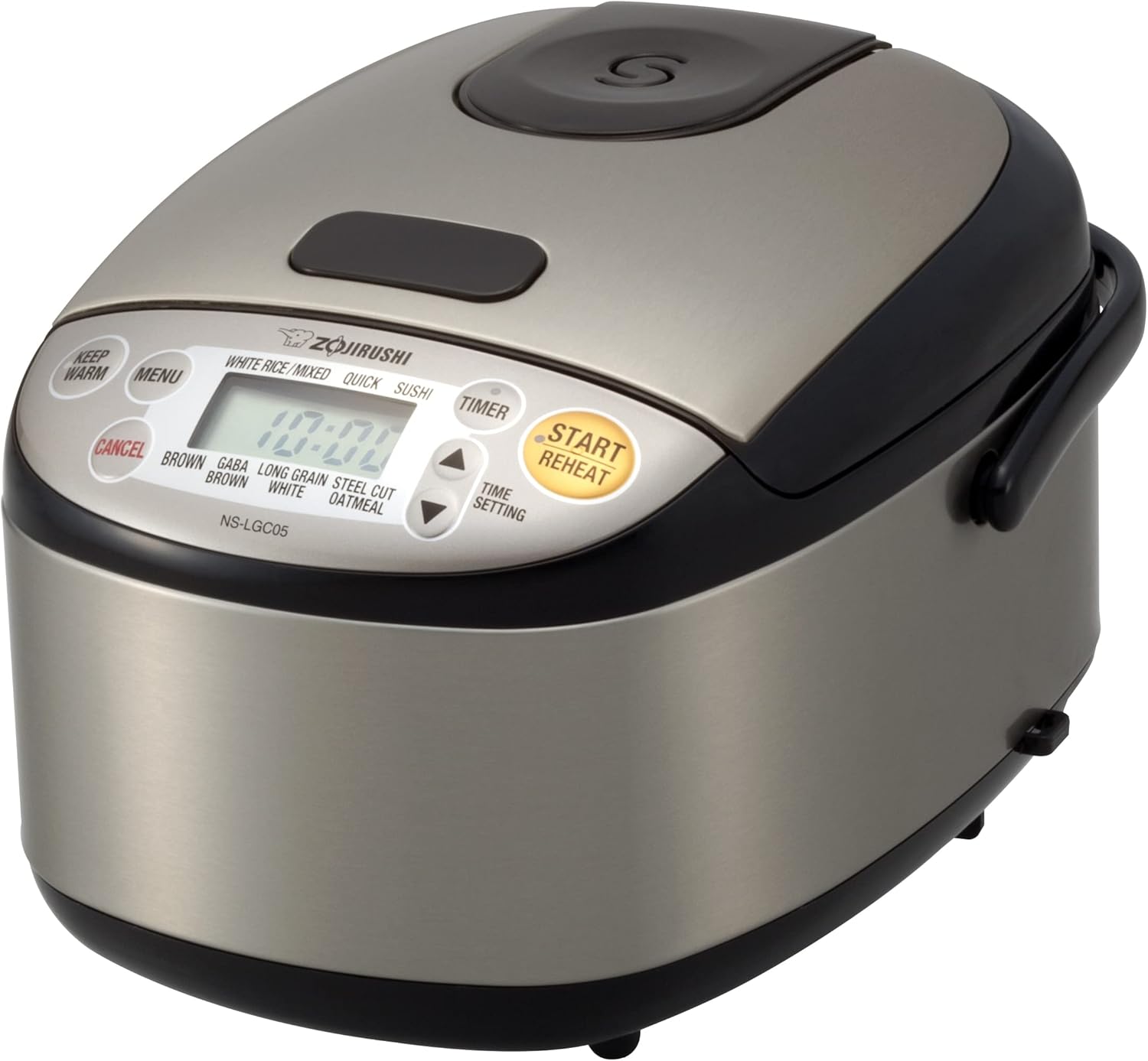 Zojirushi NS-LGC05XB Micom 3-cup rice cooker in stainless black with LCD control panel