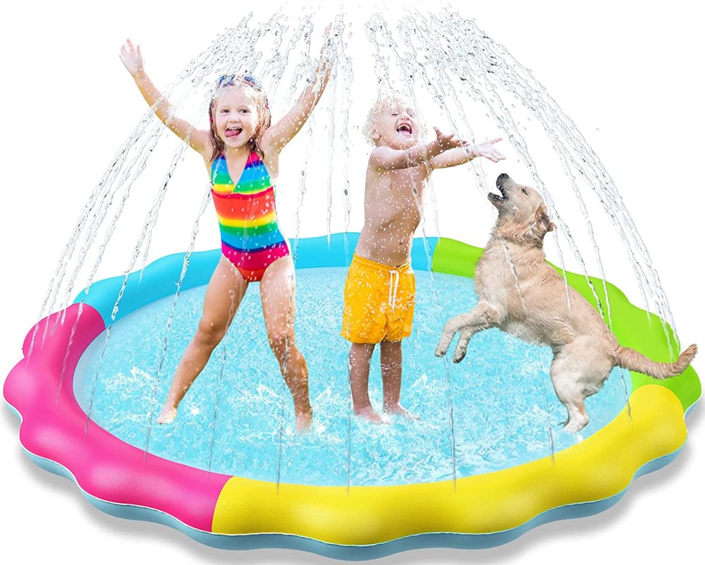 Jasonwell 60-inch inflatable-rim splash pad for toddlers with gentle perimeter water sprinkle