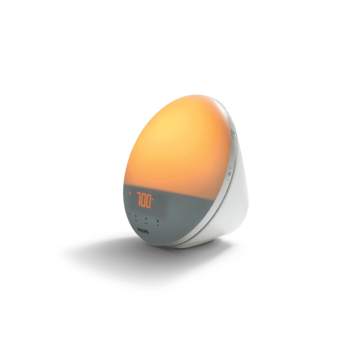Philips SmartSleep HF3520 wake-up light with round dawn-simulating lamp face and clock display