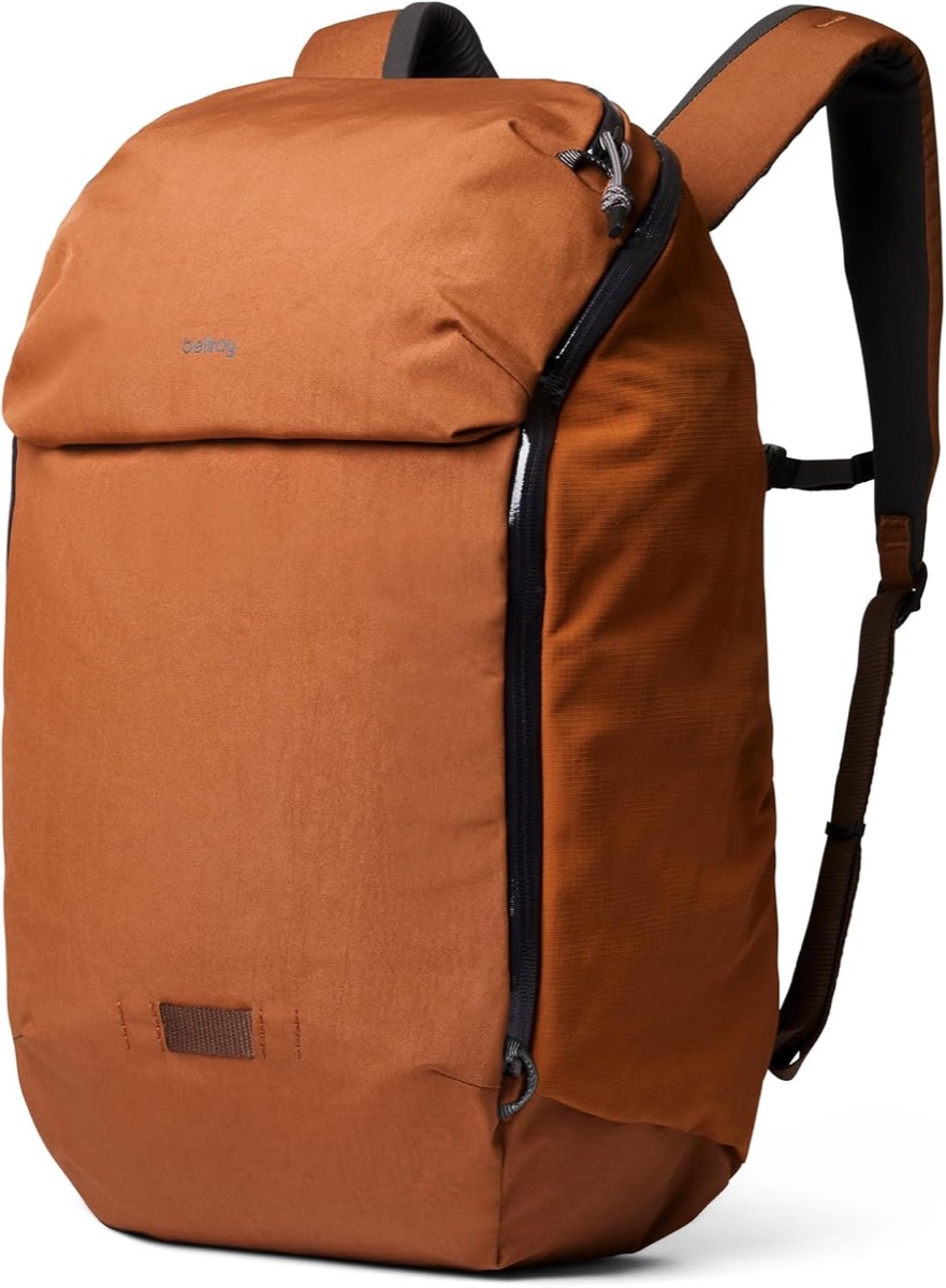 Bellroy Venture Ready Pack 26L weatherproof travel backpack with roll-top closure and rugged outdoor styling
