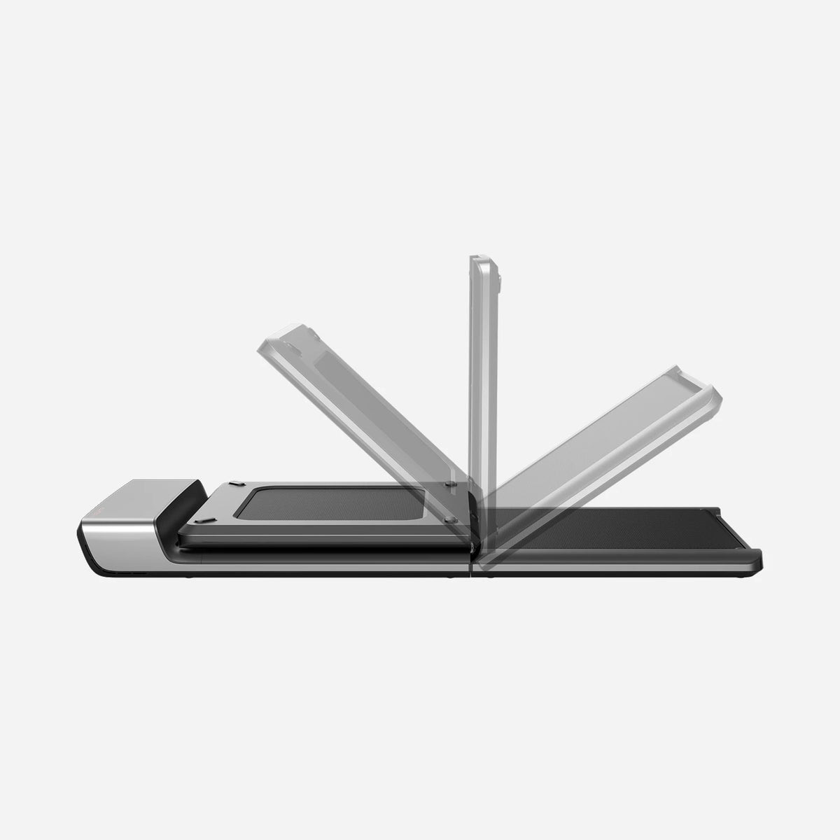 WalkingPad P1 slim foldable under-desk treadmill folding in half at a 180-degree hinge