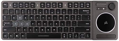 Corsair K83 wireless entertainment keyboard with round trackpad, analog joystick and volume roller