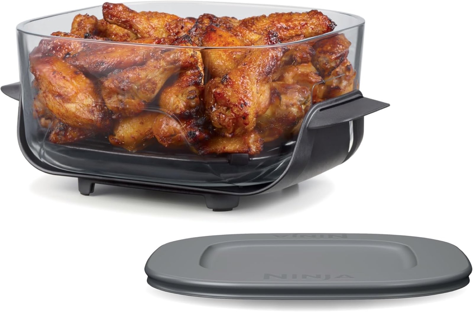 Ninja 4-QT CleanCrisp glass container with storage lid and crisper tray for the Ninja Crispi