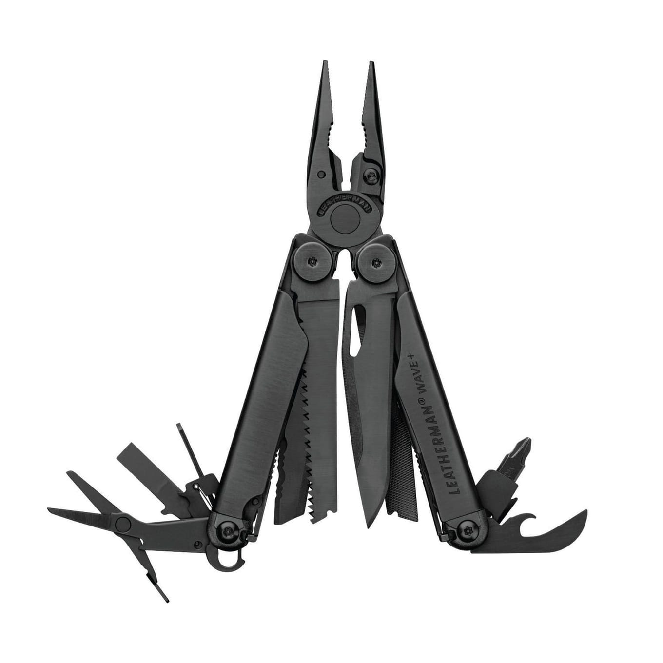 Leatherman Wave+ 18-in-1 stainless steel multi-tool with pliers extended