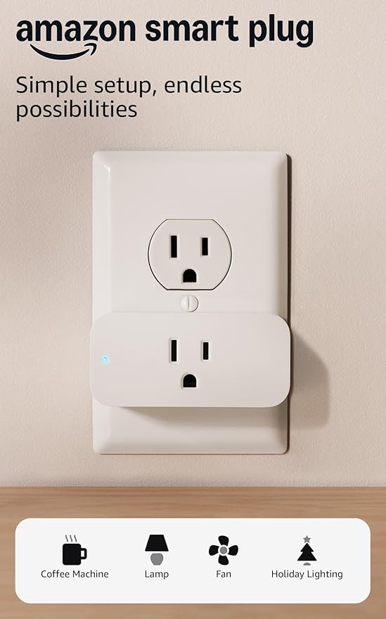 Amazon Smart Plug compact white WiFi outlet adapter for Alexa voice control