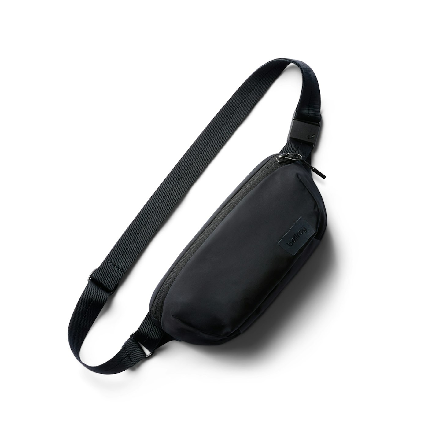 Bellroy Laneway Belt Bag compact crossbody sling in ink with curved body and adjustable strap