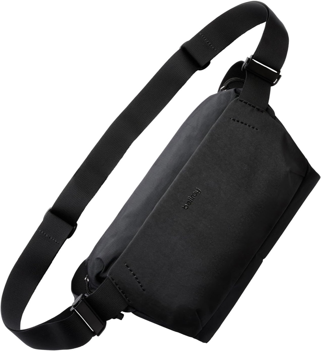 Bellroy Venture Sling 6L crossbody bag with curved shape, adjustable strap, and structured zippered body