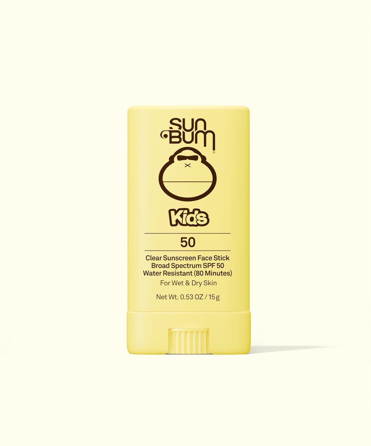 Sun Bum Kids SPF 50 clear sunscreen face stick, the best overall sunscreen stick for kids
