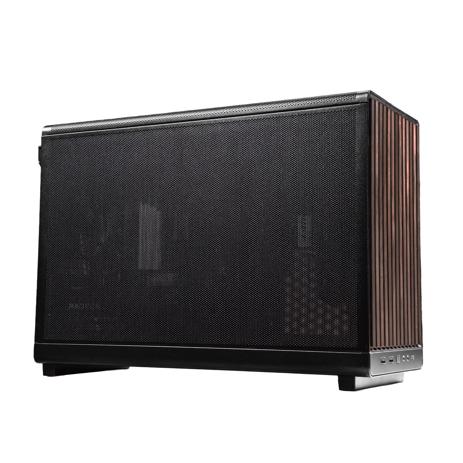 STEAMROLLER v2 SteamOS gaming desktop by META PCS, black mesh case with wood side panel