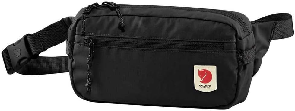 Fjällräven High Coast Hip Pack black lightweight sling bag with adjustable webbing strap