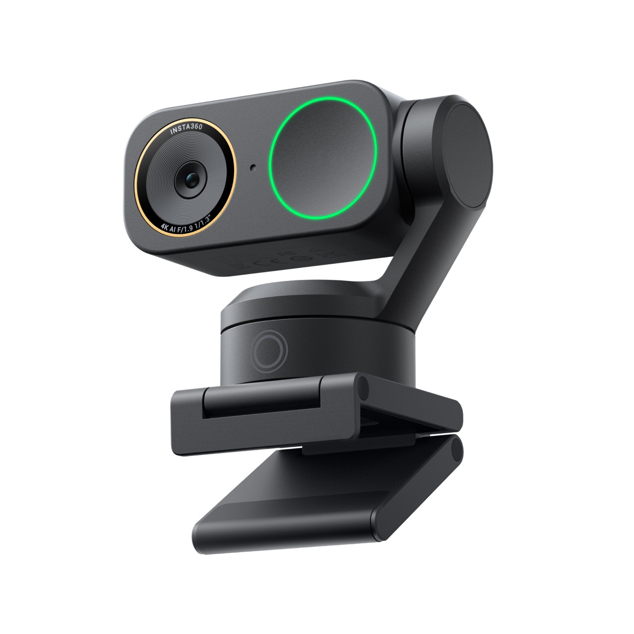 Insta360 Link 2 Pro Graphite Black 4K AI tracking webcam with two-axis gimbal and magnetic monitor mount