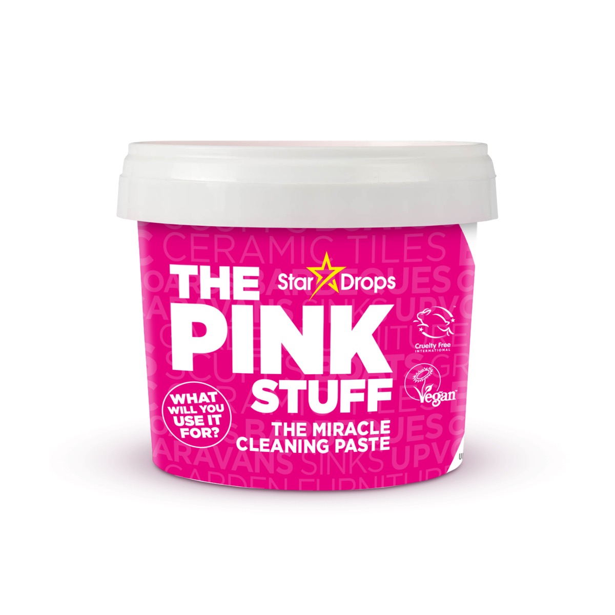 The Pink Stuff Miracle Cleaning Paste 500g tub with signature pink color and white lid