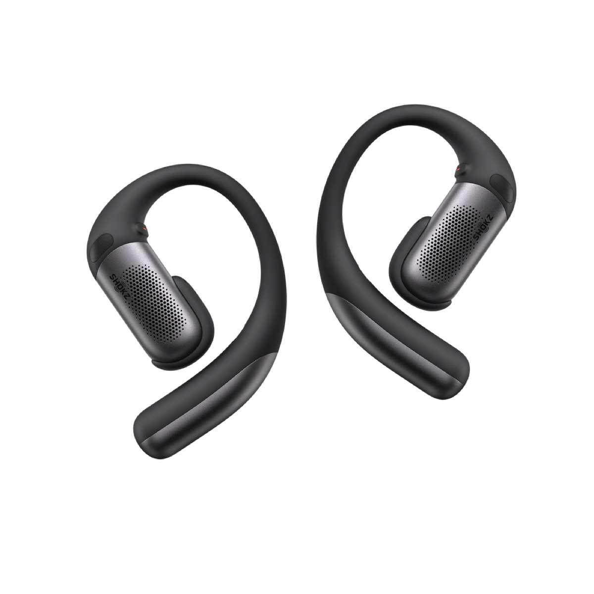 Shokz OpenFit Pro open-ear true wireless earbuds with curved ear-hook design in black